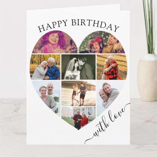 Hart 9 Fotocollage met liefdesscript op zaterdag Kaart (Voorkant)