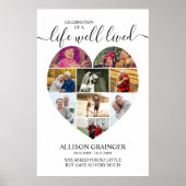 Hart 9 Photo Collage Life Well Lived Funeral Poster (Voorkant)