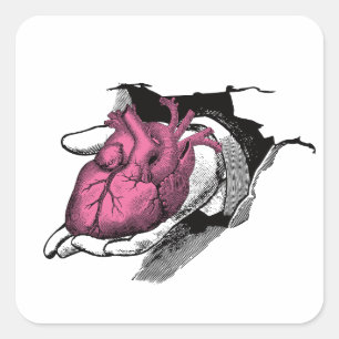  hart aan de hand door Crack Vierkante Sticker