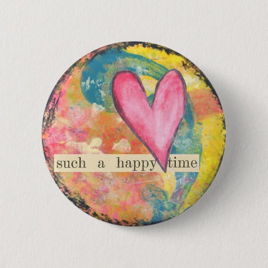hart abstracte pinknop ronde button 5,7 cm (Voorkant)