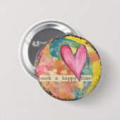 hart abstracte pinknop ronde button 5,7 cm (Voorkant /achterkant)