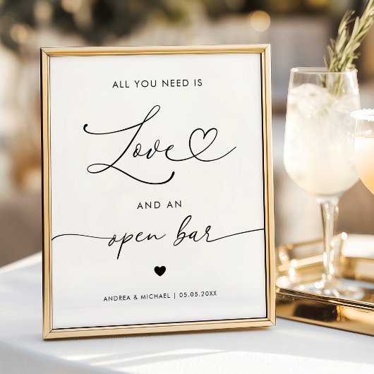 Hart Alles wat je nodig hebt is Liefde Open Bar Tr Poster