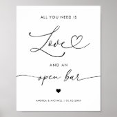 Hart Alles wat je nodig hebt is Love Open Bar Trou Poster (Voorkant)