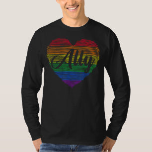 Hart Ally Regenboog Vlag Voor LGBT Gay En Lesbisch T-shirt