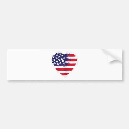 Hart Amerikaanse vlag 4 juli Patriottische Amerika Bumpersticker (Voorkant)