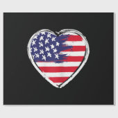 Hart Amerikaanse vlag 4 juli Patriottische Amerika Cadeaupapier (Vlak)