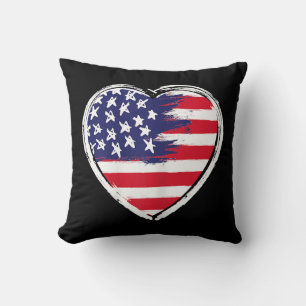 Hart Amerikaanse vlag 4 juli Patriottische Amerika Kussen