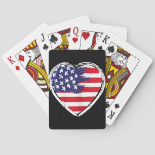 Hart Amerikaanse vlag 4 juli Patriottische Amerika Pokerkaarten