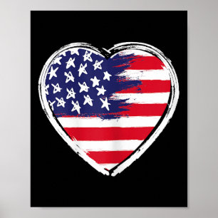 Hart Amerikaanse vlag 4 juli Patriottische Amerika Poster
