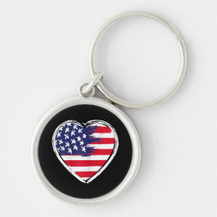 Hart Amerikaanse vlag 4 juli Patriottische Amerika Sleutelhanger