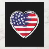 Hart Amerikaanse vlag 4 juli Patriottische Amerika Wijn Etiket (Enkel label)
