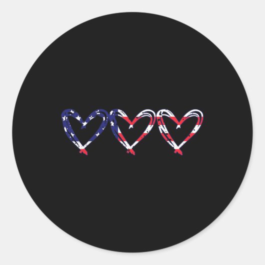 Hart Amerikaanse vlag Grappig 4 juli Onafhankelijk Ronde Sticker (Voorkant)