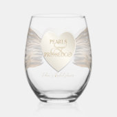 Hart Ampersand Parels & Prosecco Bruidsfeestje Wijnglas Zonder Voet (Voorkant)