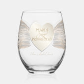 Hart Ampersand Parels & Prosecco Bruidsfeestje Wijnglas Zonder Voet (Achterkant)