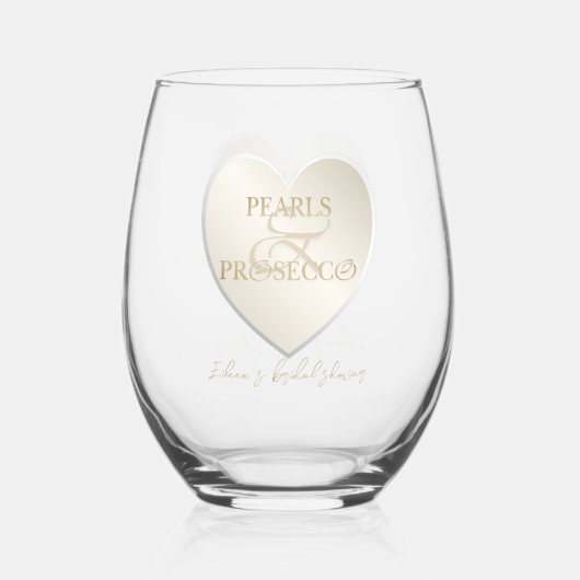 Hart Ampersand Parels Prosecco Chic Bruidsmeisje F Wijnglas Zonder Voet (Voorkant)