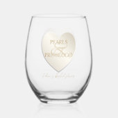 Hart Ampersand Parels Prosecco Chic Vrijgezellenfe Wijnglas Zonder Voet (Voorkant)