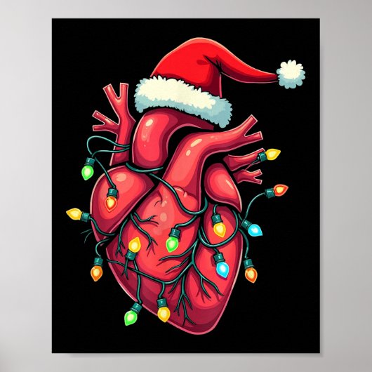 Hart Anatomie Kerst Verpleegkunde Kerst Pet Xmas Poster (Voorkant)