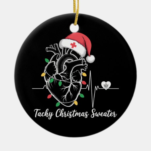 Hart Anatomie Kerst Verpleegster Hart Tachy Xmas Keramisch Ornament (Voorkant)