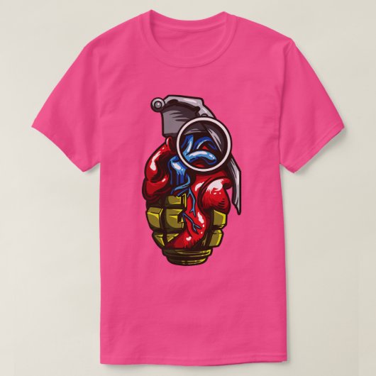 Hart Anatomie Liefdesgranaat T-shirt (Design voorkant)