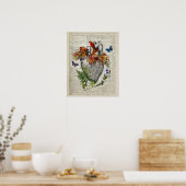 Hart Anatomie met Bloemen Vlinders Kolibrie Poster (Keuken)