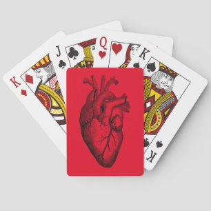 Hart Anatomie Science Red Background Pokerkaarten