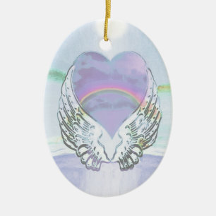 Hart, Angel Wings en Ocean Keramisch Ornament