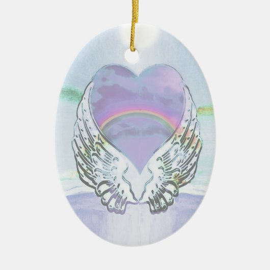 Hart, Angel Wings en Ocean Keramisch Ornament (Voorkant)