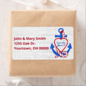 Hart Anker op gewitgewassen hout Etiket (Insitu)