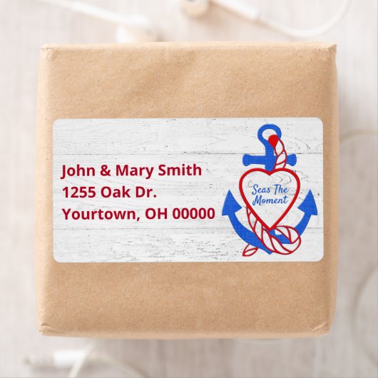 Hart Anker op gewitgewassen hout Etiket (Insitu)