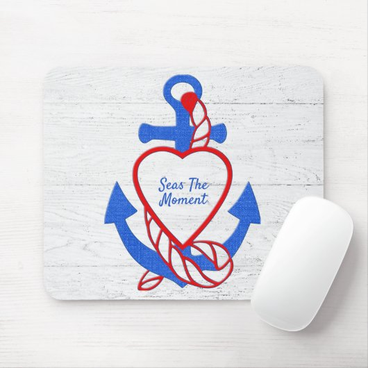 Hart Anker op gewitgewassen hout Muismat (Met muis)