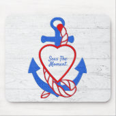 Hart Anker op gewitgewassen hout Muismat (Voorkant)