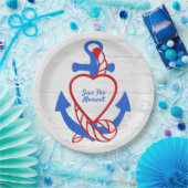 Hart Anker op gewitgewassen hout Papieren Bordje (Feest)