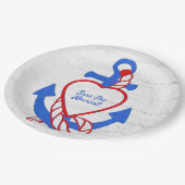 Hart Anker op gewitgewassen hout Papieren Bordje (Gekanteld)