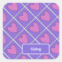 Hart Appliqué Quiltpatroon  Vierkante Sticker