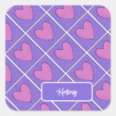 Hart Appliqué Quiltpatroon  Vierkante Sticker (Voorkant)