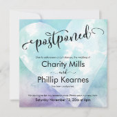 Hart Aqua Paarse uitgestelde bruiloft aankondiging (Voorkant)