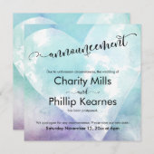 Hart Aqua Paarse uitgestelde bruiloft aankondiging (Voorkant / Achterkant)