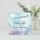 Hart Aqua Paarse uitgestelde bruiloft aankondiging (Staand voorkant)