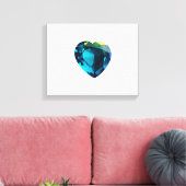Hart Aquamarijn Canvas Afdruk (Insitu (Woonkamer))