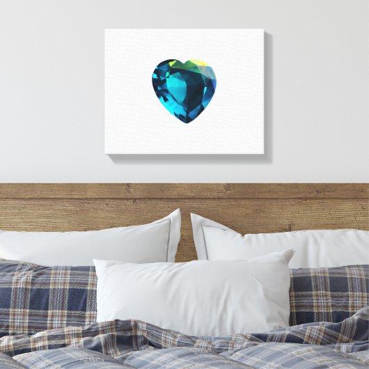 Hart Aquamarijn Canvas Afdruk (Insitu (Slaapkamer))