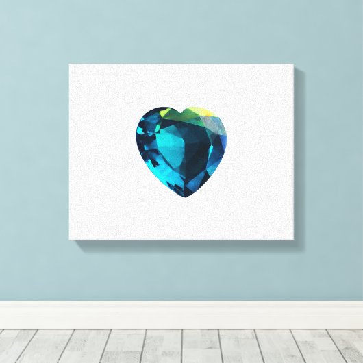 Hart Aquamarijn Canvas Afdruk (Insitu (Houten vloer))