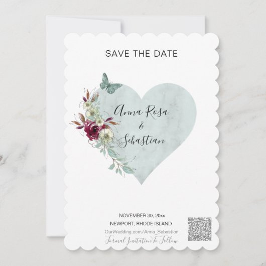 *~* Hart AR6 QR WEDDING Butterfly BEWAREN de DATUM Kaart (Voorkant)