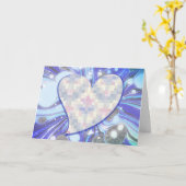 Hart Art Space in Blauwe Valentijnskaart Kaart (Gele Bloem)