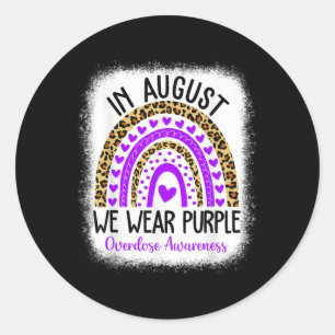 Hart Augustus We Draag Paarse Overdosis Awareness Ronde Sticker