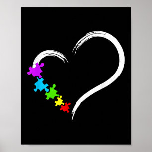 Hart Autisme Bewustzijn Liefdespuzzel Eenvoudig Au Poster