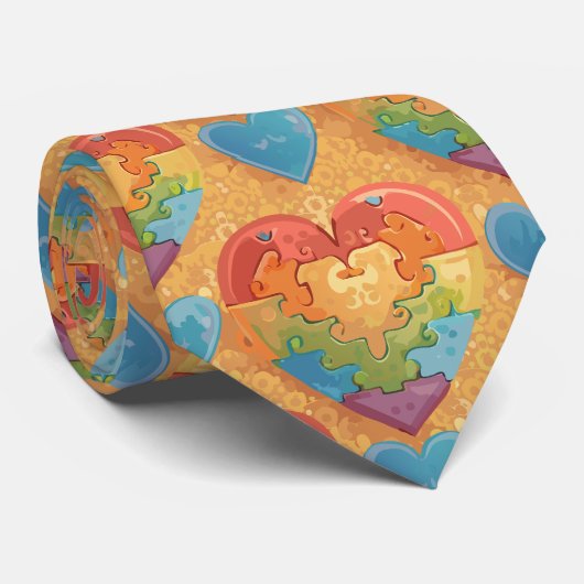 Hart autisme stropdas (Opgerold)