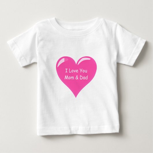 Hart Baby T-Shirt Tekst - Ik hou van je, mama en p (Voorkant)