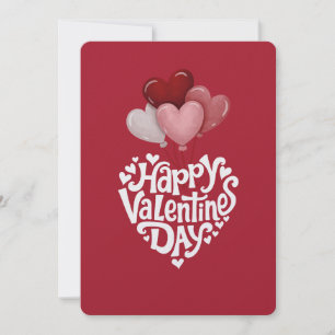 Hart Ballon Hart Script Gelukkige Valentijnsdag Feestdagenkaart