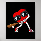 Hart Baseball Valentijnsdag Fun Boys Meisjes Kinde Poster (Voorkant)