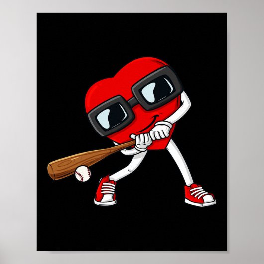 Hart Baseball Valentijnsdag Fun Boys Meisjes Kinde Poster (Voorkant)